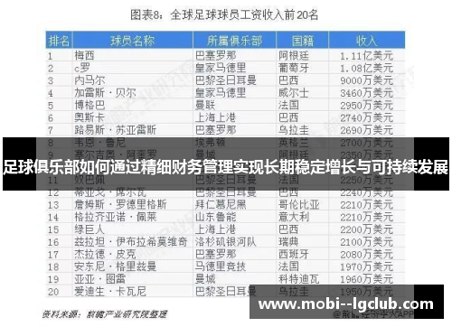 足球俱乐部如何通过精细财务管理实现长期稳定增长与可持续发展 足球俱乐部如何通过精细财务管理实现长期稳定增长与可持续发展
